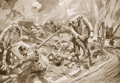 Captain W. Allen Assisting Men Wounded by the Explosion of Ammunition after Being Himself Wounded by Howard K. Elcock